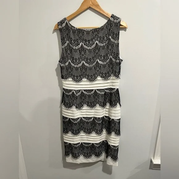 Dressbarn black and ivory lace dress size 14 - Picture 2 of 6